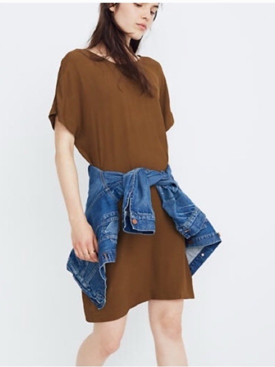 Madewell Dresses & Skirts - Madewell Brown Short-Sleeve Mini Shift Dress  Resortwear minimalist cottagecore